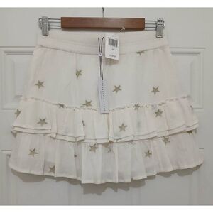 Generation love ny womens medium audrina tiered mini skirt star ivory cream $139